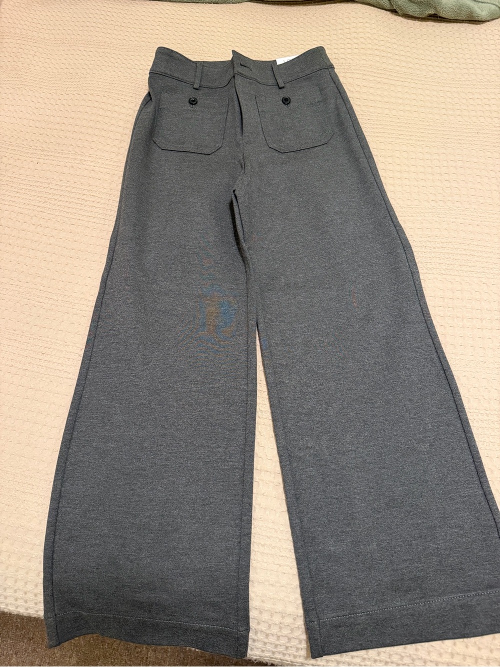 LOFT Wide-Leg Knit Pants in Charcoal Gray